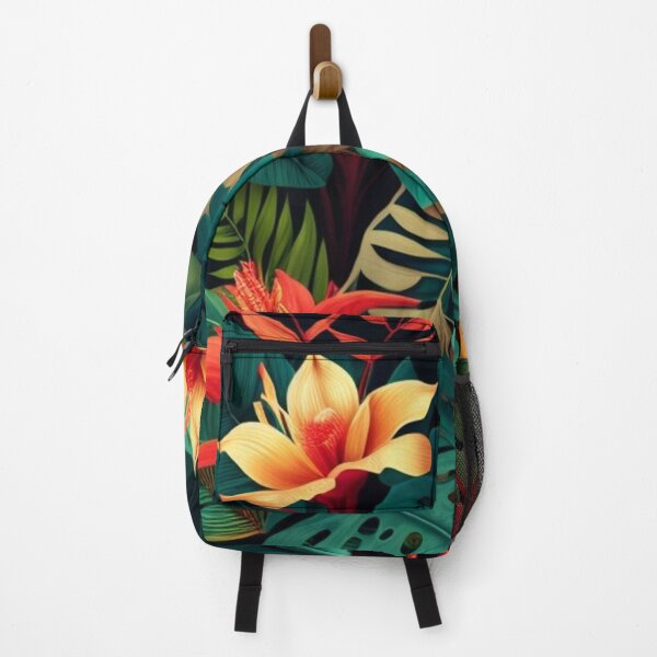 Item preview, Tropical patterns, Large leaves in green, yellow and red, Flowers in red and yellow color designed and sold by asbno19.