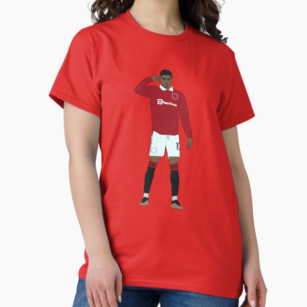 Vista previa del artículo con la obra «Marcus Rashford Enfoque de mentalidad Celebración de gol», diseñado y vendido por Hevding.