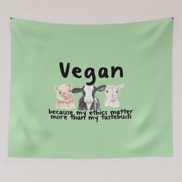 Item preview, Vegan because_watercolor_black text designed and sold by quinnhopp.