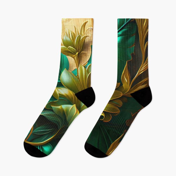 Item preview, Luxury Flowers, Abstract Flower Pattern in Gold and Green designed and sold by HiArtify ❤️.