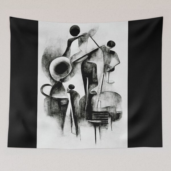 Item preview, Jazz quartet charcoal, abstract designed and sold by WaveDance.
