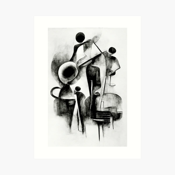 Jazz quartet charcoal, abstract