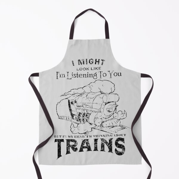 Item preview, I'm Thinking About Trains. Cartoon steam train graphic designed and sold by WarrenMuzakArt.