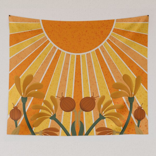 Item preview, Boho Style Sun and Flowers in Yellow and Orange Tones designed and sold by Gsallicat.