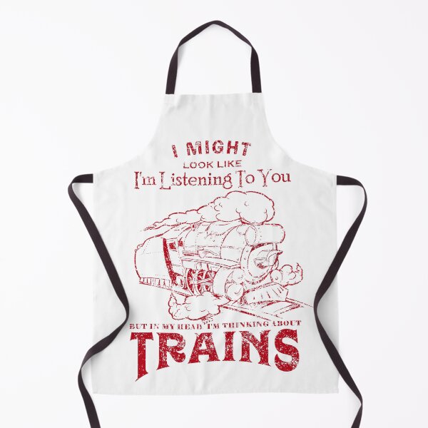 Item preview, Copy of White I'm Thinking About Trains. Cartoon steam train graphic designed and sold by WarrenMuzakArt.