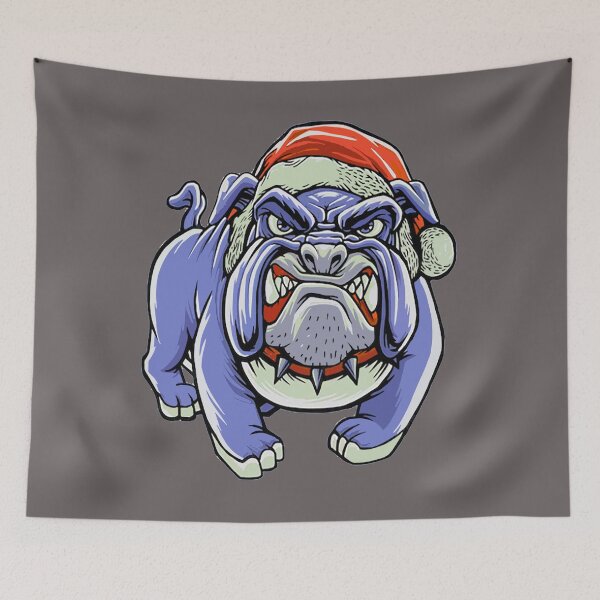 Item preview, bulldog Christmas funny Santa Claus scary dog designed and sold by AssamFT.