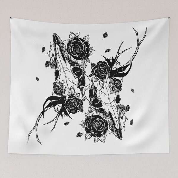 Item preview, Tattoo deer skull with roses designed and sold by Alaiaorax.