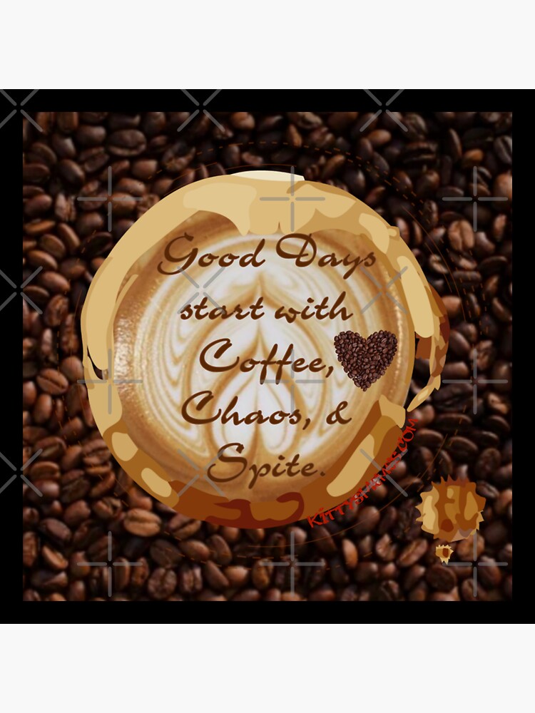 Thumbnail 3 of 3, Sticker, Coffee, Chaos, and Spite KittysMemes.com designed and sold by KittyKimiko.