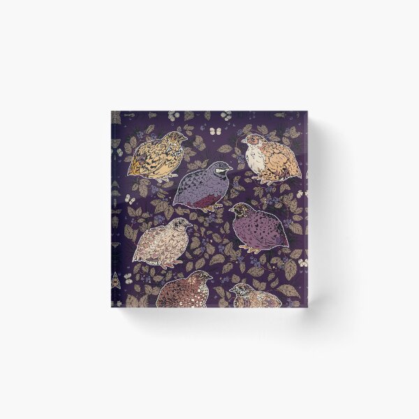 Item preview, Quail, Blueberries, and Brambles Midnight Pattern designed and sold by Quail and Friends.