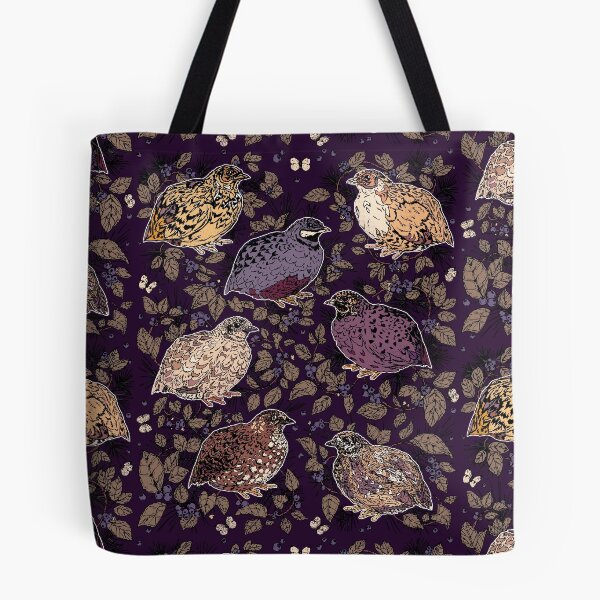 Item preview, Quail, Blueberries, and Brambles Midnight Pattern designed and sold by Quail and Friends.