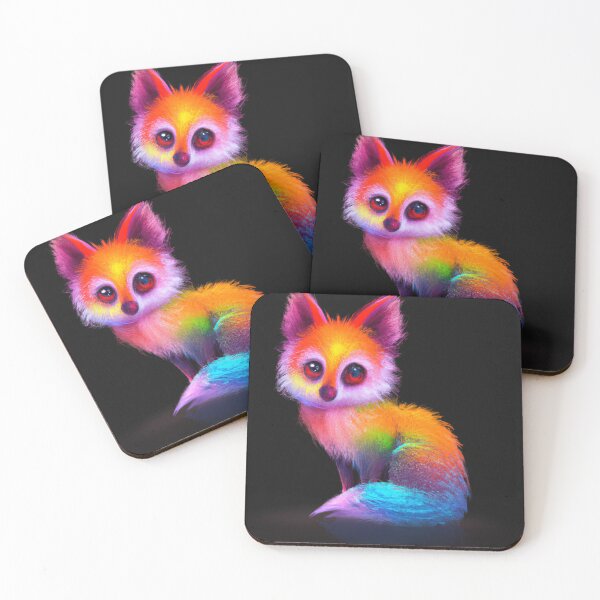 Item preview, Fox Looking Cute with Rainbow Colors designed and sold by phillipbooth.