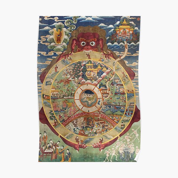 Buddhist Wheel of Life Bhavacakra Thangka  Poster