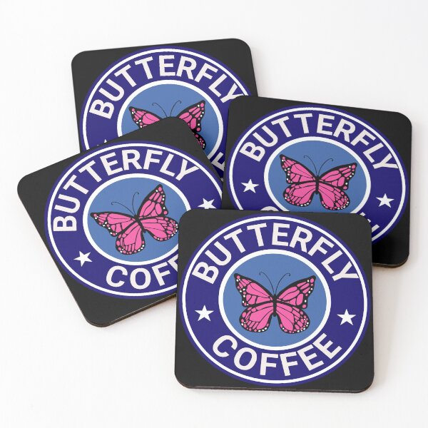 Aperçu de l'œuvre Butterfly Coffee Shop & Bakery Variante bleue créée et vendue par DreamSwiftly.