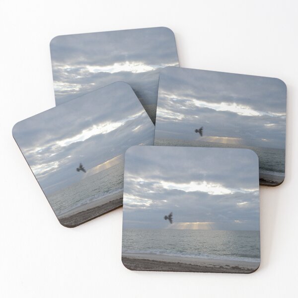Item preview, Bird Flying Over Beautiful  Beach with Gorgeous  Sun Rays Showing at Sunrise  designed and sold by JLFXCreations.