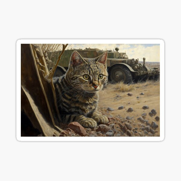 Cat On A Battlefield Sticker