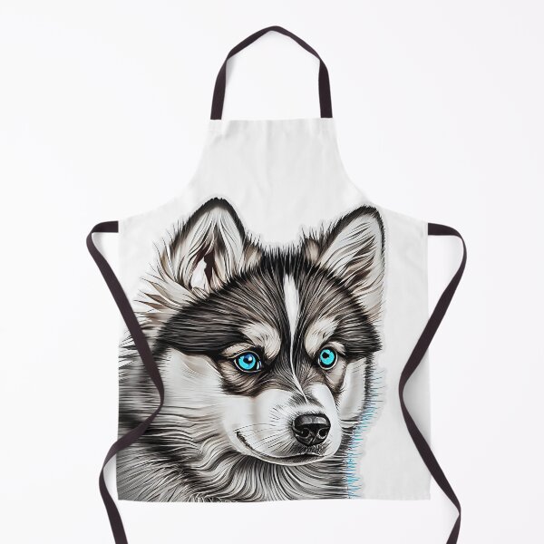 Item preview, Cute blue-eyed Pomsky/Mini Husky Puppy digital art drawing for printables designed and sold by BHC-P.