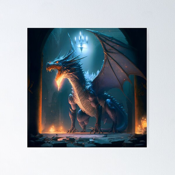 Fierce Inferno A High-Detail Dragon Breathing Fire Poster for Sale by  oanaunciuleanu