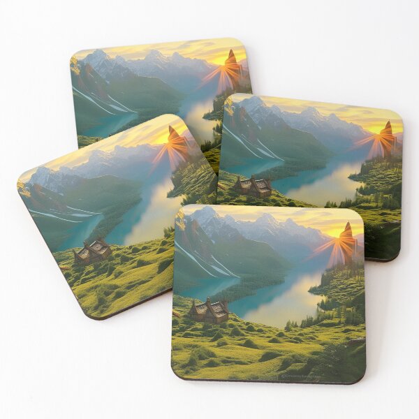 Item preview, Fantasy Mountains and a Sparkling Lake designed and sold by DreamyEscapism.