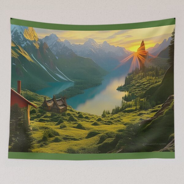 Item preview, Fantasy Mountains and a Sparkling Lake designed and sold by DreamyEscapism.