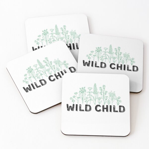 Item preview, Wild Child - wildflowers & rustic lettering quote in sage green designed and sold by LoveFromPNW.