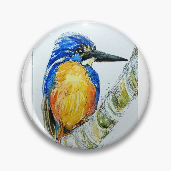 Item preview, The Tiny Blue Kingfisher designed and sold by AnjuPaintings.