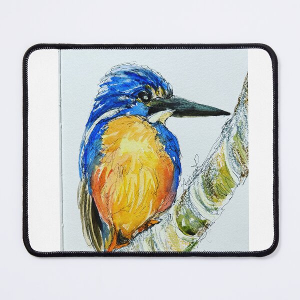 Item preview, The Tiny Blue Kingfisher designed and sold by AnjuPaintings.