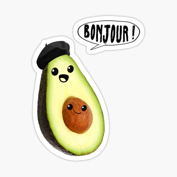 avocado faces (french) bonjour Sticker