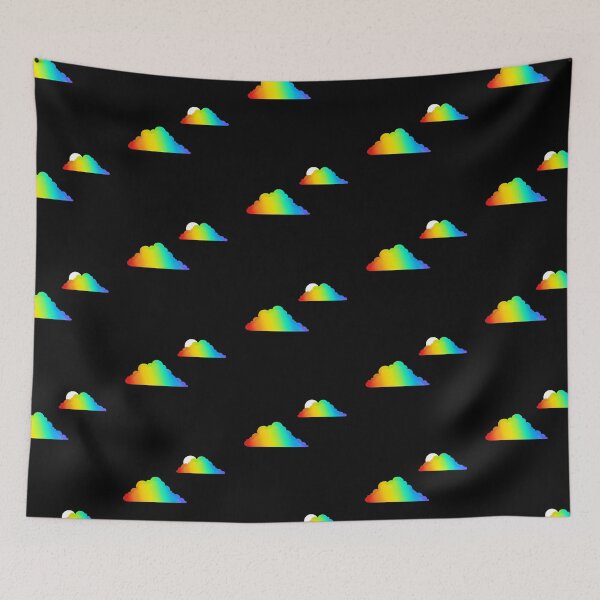 Item preview, Graphic Rainbow Clouds on Black designed and sold by PaperRain.