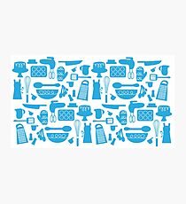 Cute Retro Kitchenware Pattern Photographic Print