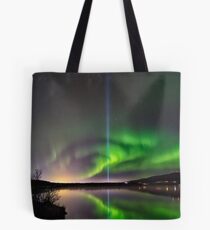 Northern lights and Yoko's peace column Tote Bag