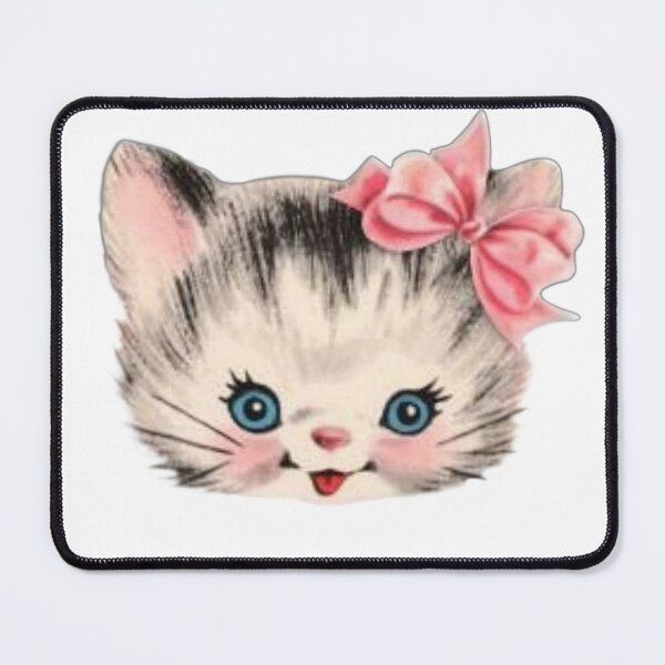 Item preview, Vintage cat with pink ribbon bow designed and sold by Pixiedrop.