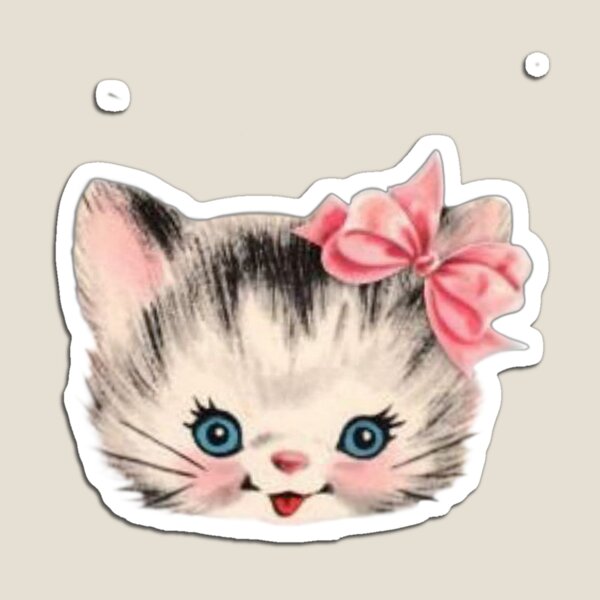 Item preview, Vintage cat with pink ribbon bow  designed and sold by Pixiedrop.