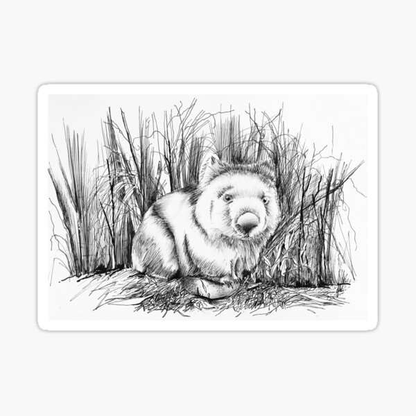 Vista previa del artículo con la obra «Amor de wombat en tinta», diseñado y vendido por Jacqui Cleijne.