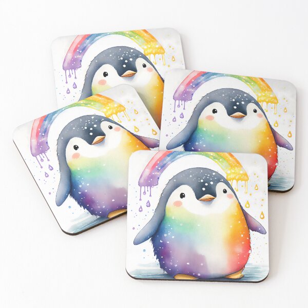 Item preview, Cute Happy Kawaii Magical Rainbow Penguin designed and sold by ClairesPatterns.