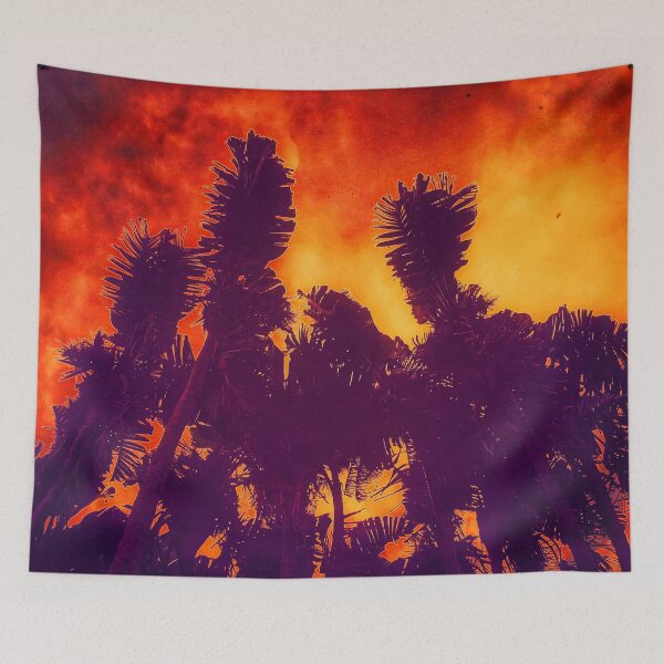 Item preview, Apocalypse Palms Meeting - Personification Biophilia 2 of 4 - Orange and Yellow Sky - Dark Purple Trees designed and sold by Beachy.