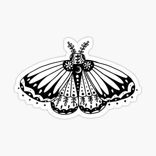 Folk art moth Sticker