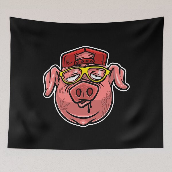 Item preview, Funny Cute Tattooed Pig Face designed and sold by Teeleo.