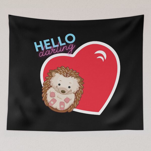 Item preview, Hello Darling, Hedgehog Valentine designed and sold by Fhfarms.