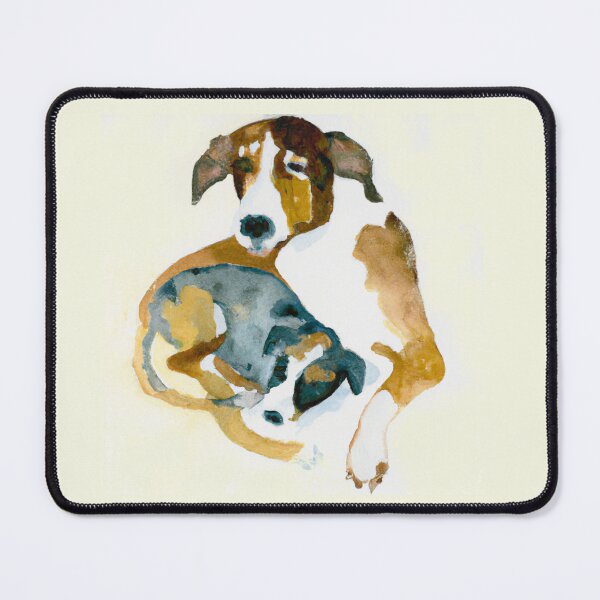 Item preview, Dog Mom Cuddling Puppy, Watercolor painting designed and sold by Color-Me-Blue.