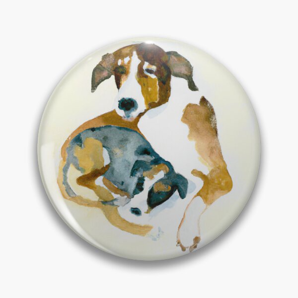 Item preview, Dog Mom Cuddling Puppy, Watercolor painting designed and sold by Color-Me-Blue.