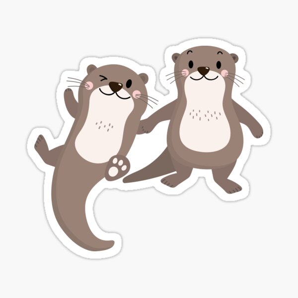 Significant Otters - Otters Holding Hands Sticker Sticker