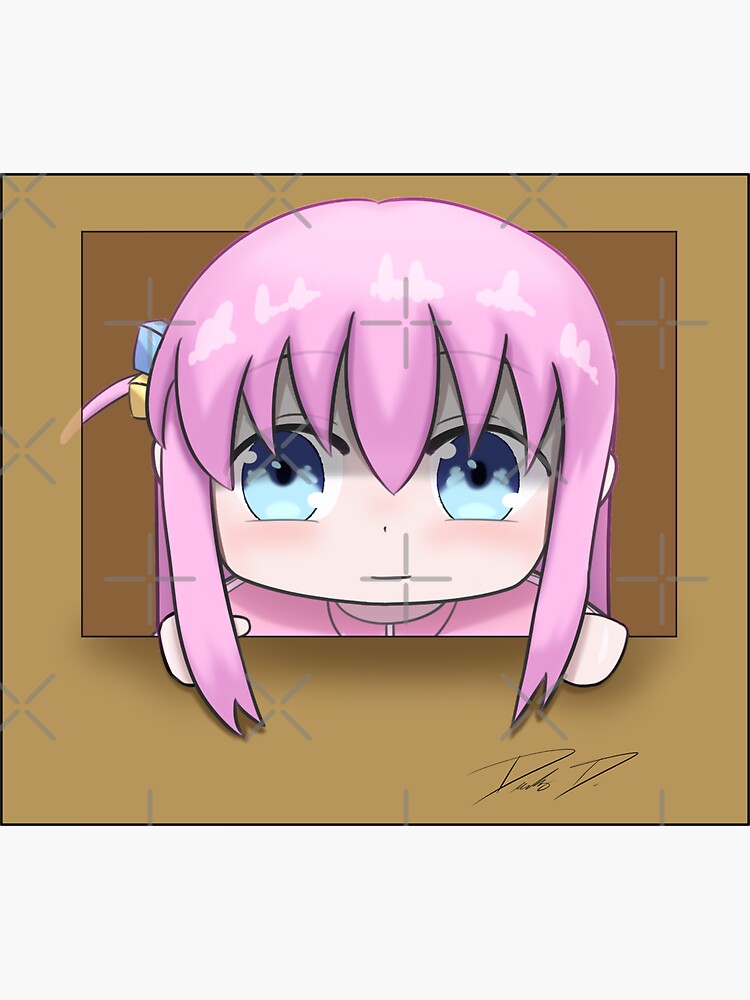 Aperçu 3 sur 3. Sticker avec l'œuvre Bocchi en boîte créée et vendue par Sleepy-Chibi-zz.