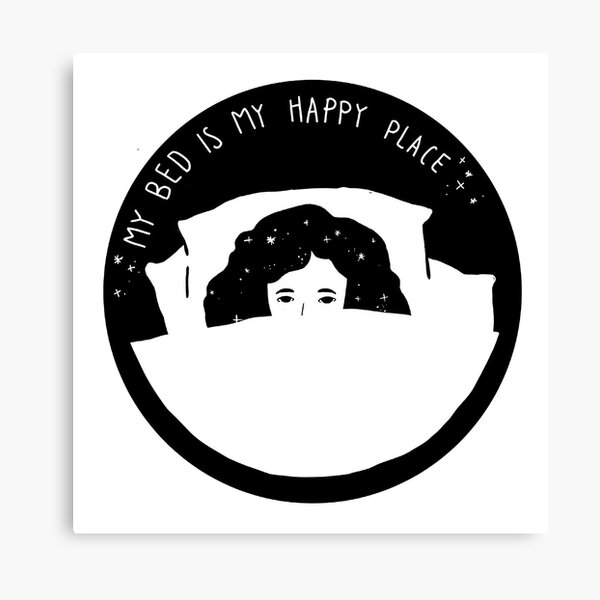 My bed is my happy place Canvas Print