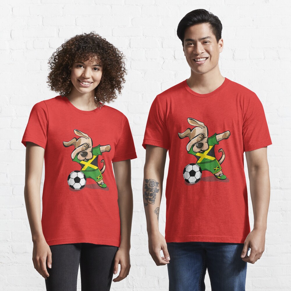 : Funny Dabbing Dog Jamaica Soccer Jersey Jamaican