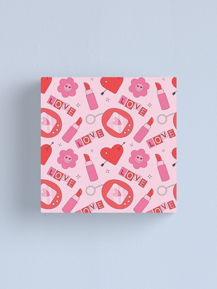 Cute Kawaii Love Print-Happy Valentines Day-Romantic Love Lips Cupcake  Pattern- Cute Valentine Retro Love Letter Print-Trending Seamless Pattern