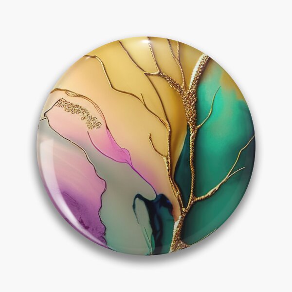 Item preview, Golden cracks in flowing alcohol ink designed and sold by RK - Shop.