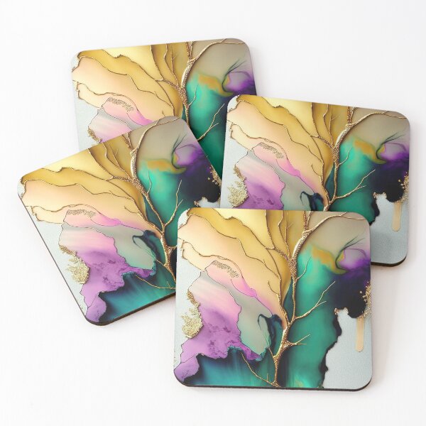 Item preview, Golden cracks in flowing alcohol ink designed and sold by RK - Shop.