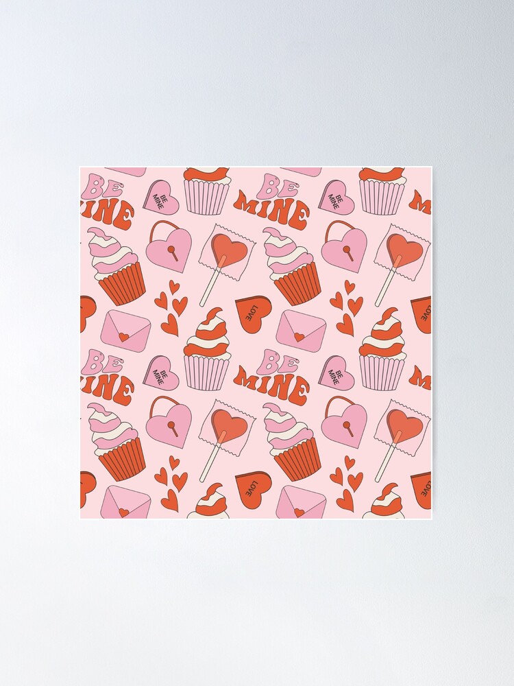 Cute Kawaii Love Print-Happy Valentines Day-Romantic Love Lips Cupcake  Pattern- Cute Valentine Retro Love Letter Print-Trending Seamless Pattern  Aesthetic Print Kids T-Shirt for Sale by ReeianLifestyle
