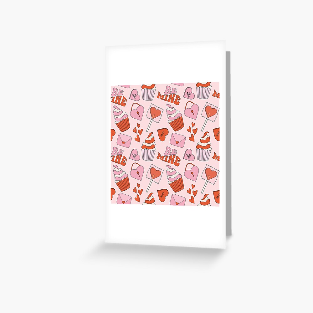 Cute Kawaii Love Print-Happy Valentines Day-Romantic Love Lips Cupcake  Pattern- Cute Valentine Retro Love Letter Print-Trending Seamless Pattern