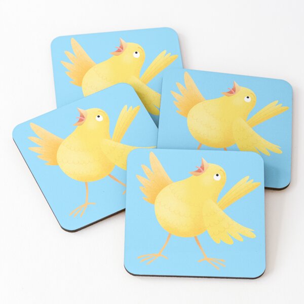 Item preview, Cute singing yellow canary cartoon illustration designed and sold by FrogFactory.